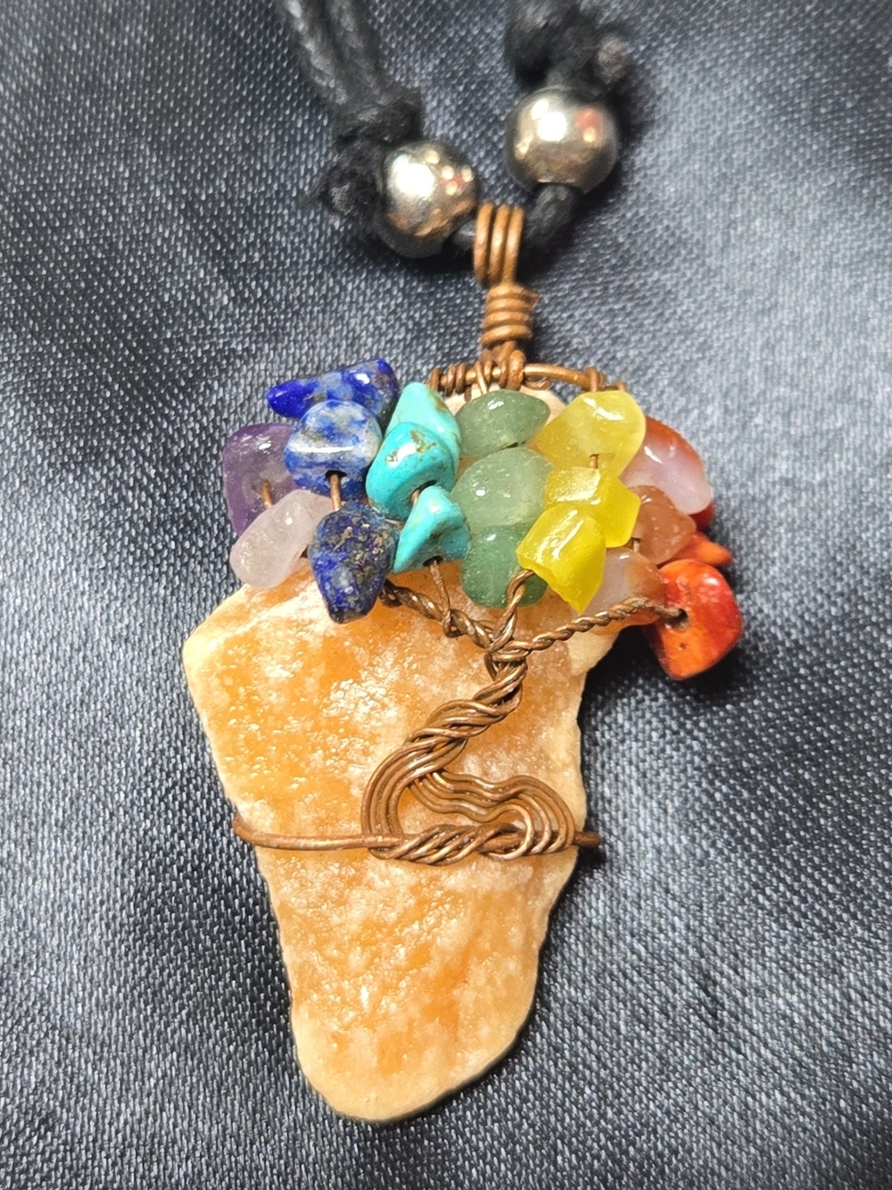 Handmade Multicolor Chakra Tree of Life Pendant Necklace